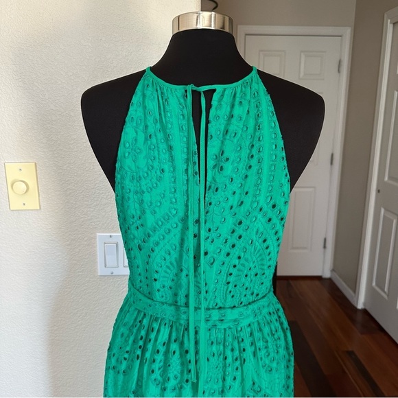 Antonio Melani Tear RIVER EYELET TROPICAL PALMS Green Halter Maxi Dress Size 10 - Picture 9 of 12